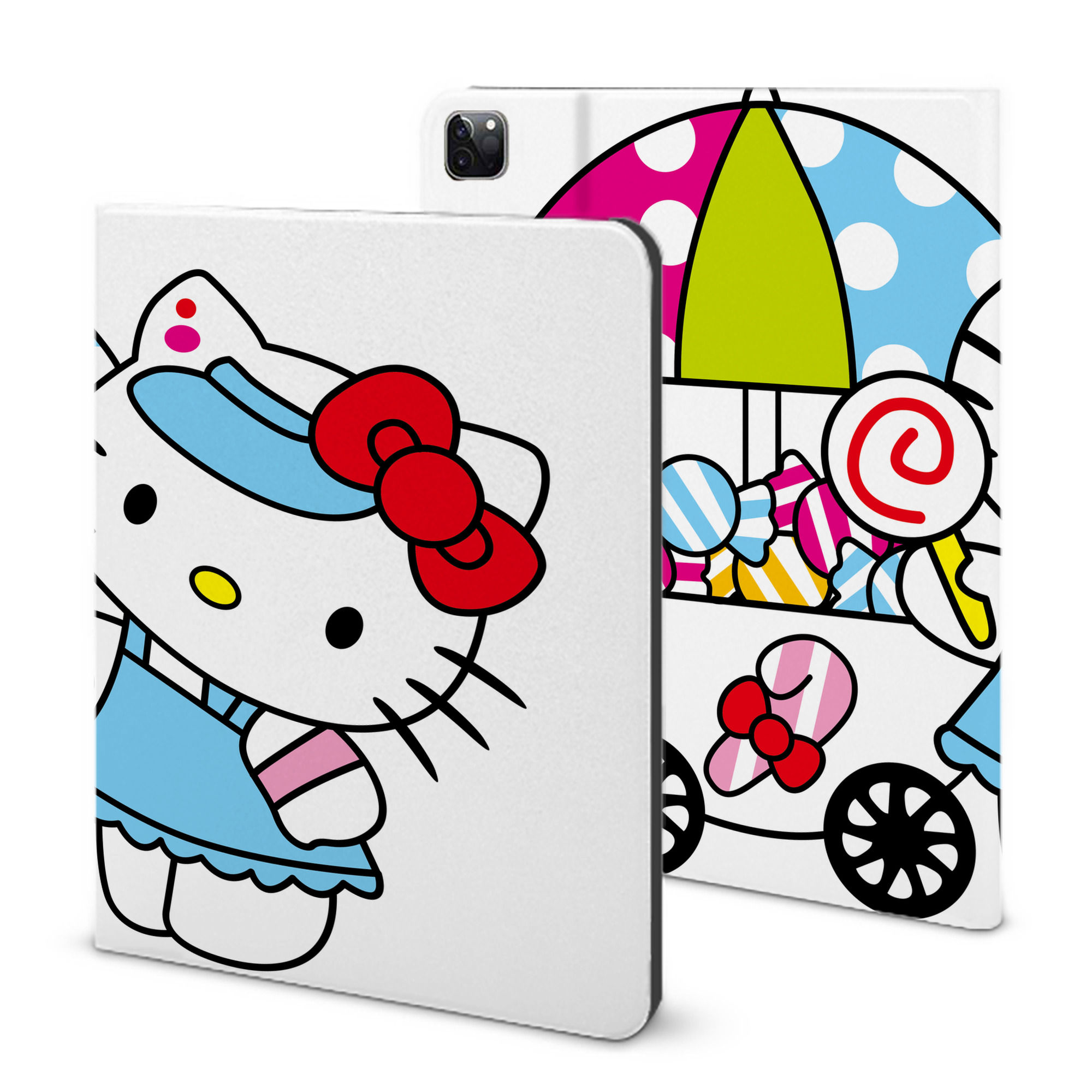 （画像用） Hello Kitty ハローキティ IPad ケース ブック型 PUレザー TPU 耐衝撃 軽量 薄型 ペン収納なし 全面保護 IPad 各モデル対応
